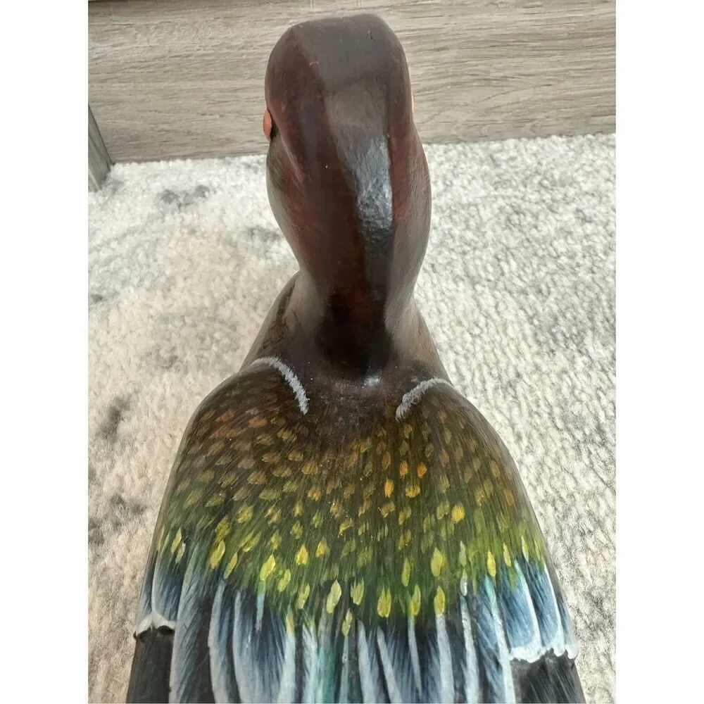 Vintage Handpainted Wooden Carbed Decoy Decor